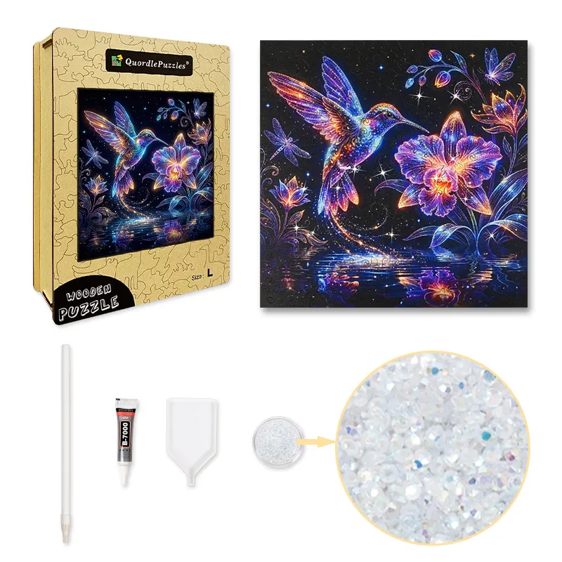 Celestial Hummingbird Crystal Wooden Puzzle