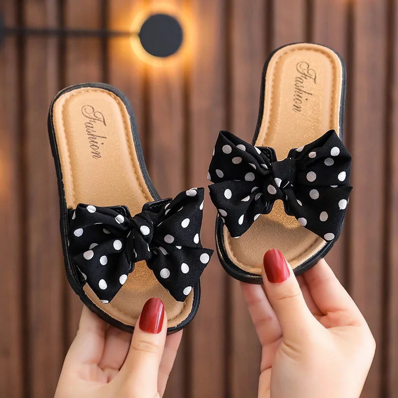 Girls Bow Slippers Children For Girls 2021 Summer Princess Shoes Non-slip Soft Bottom Indoor Slides Lovely Slippers Fashion