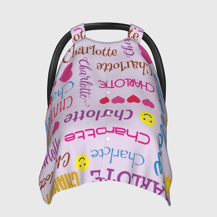 Personalized Baby Smiley Face Car Seat Canopy for Comfort & Unique| C73