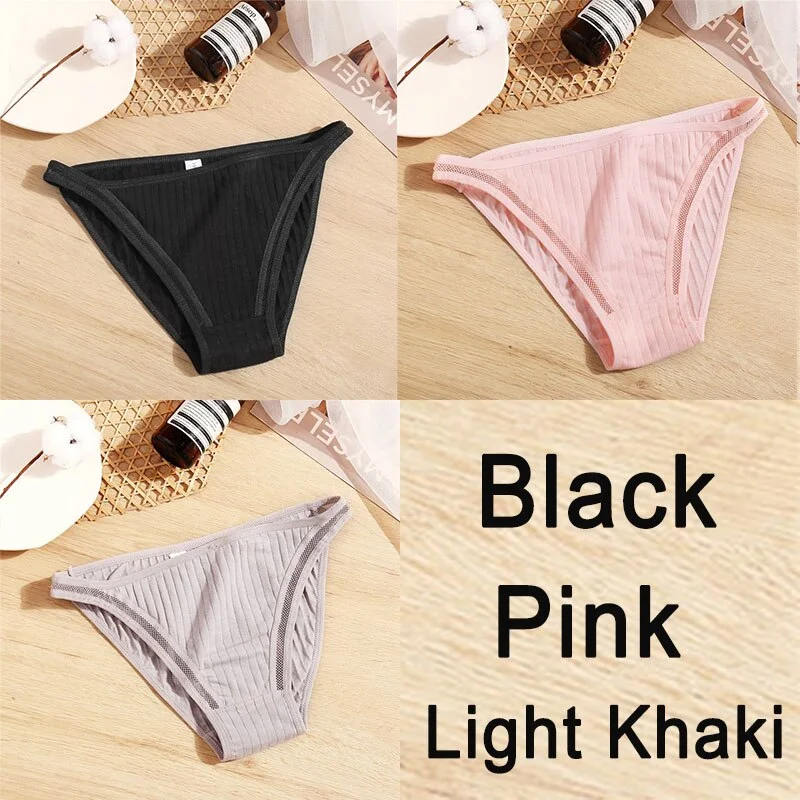 3PCS Sexy Lace Panties Women Underwear Cotton Briefs Female Underpants Solid Color Pantys Hollow Mesh Low Waist Panties Lingerie