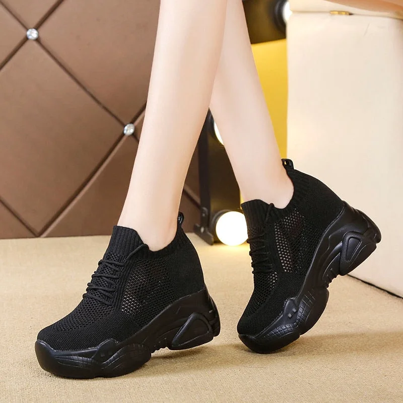 Hidden Heels Platform Sneakers Women Breathable Air Mesh Wedge Sock Shoes Woman 2022 Spring Casual Shoes Zapatos De Mujer