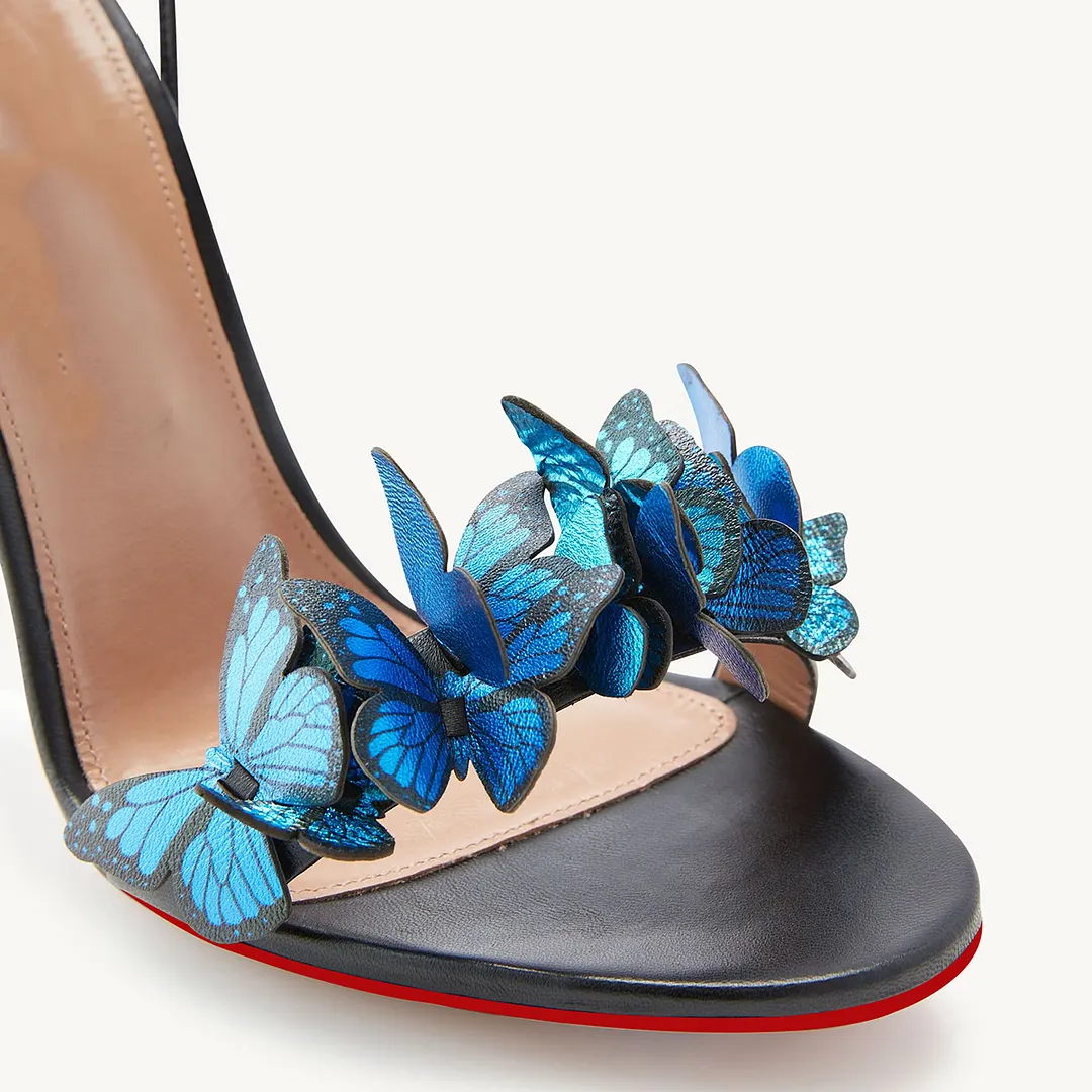 100mm/120mm Women's High Heels Butterfly Straps Party Red Bottom Sandals-vocosishoes