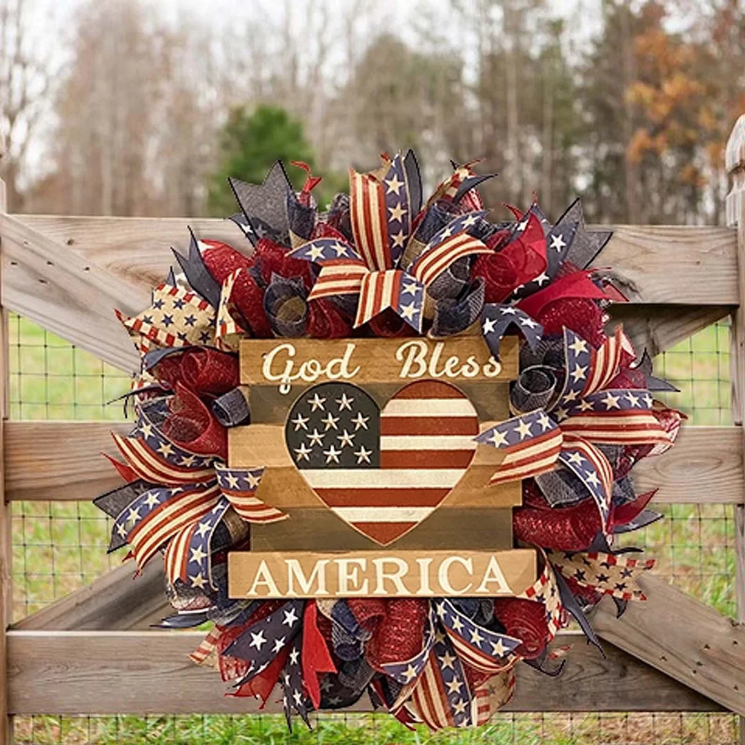 🎁2024 New Arrival-American Flag Wreath🔥Buy 2 items save 10% off