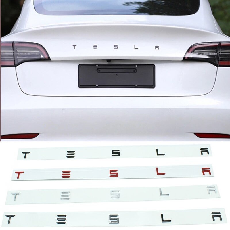 ABS TESLA Tailgate Emblem Sticker Car Rear Trunk Lid Badge for Tesla Model 3 X S voiturehub dxncar