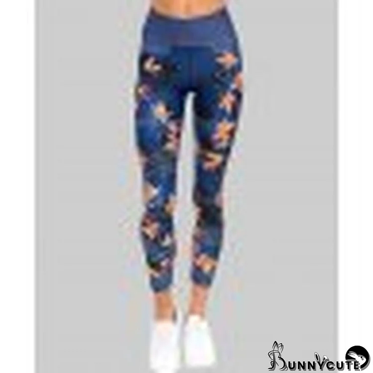 High Waisted Cropped Print & Stripe Yoga Legging