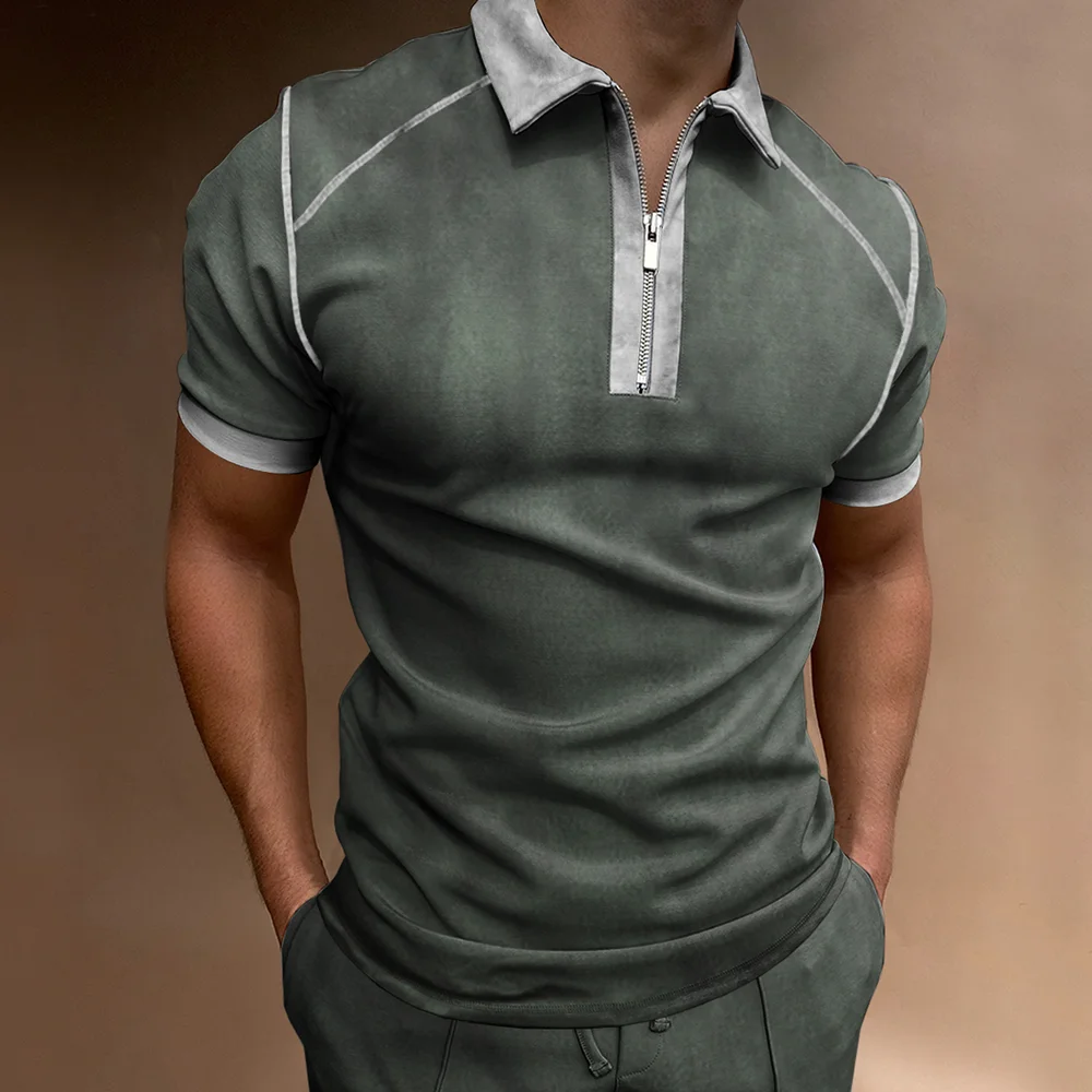 Men's Outdoor Vintage Contrasting Colors Sport PoLo Neck T-Shirt