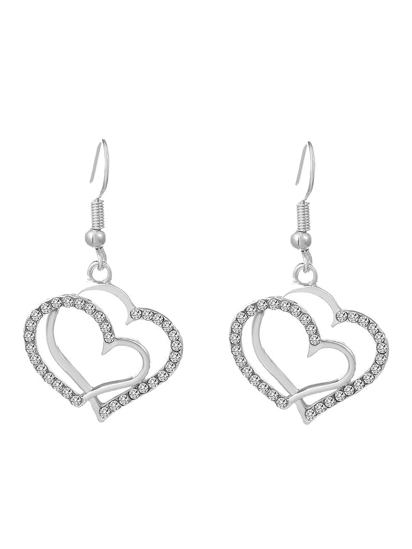 Copper Elegant Sweet Plating Inlay Heart Shape Zircon Earrings Necklace