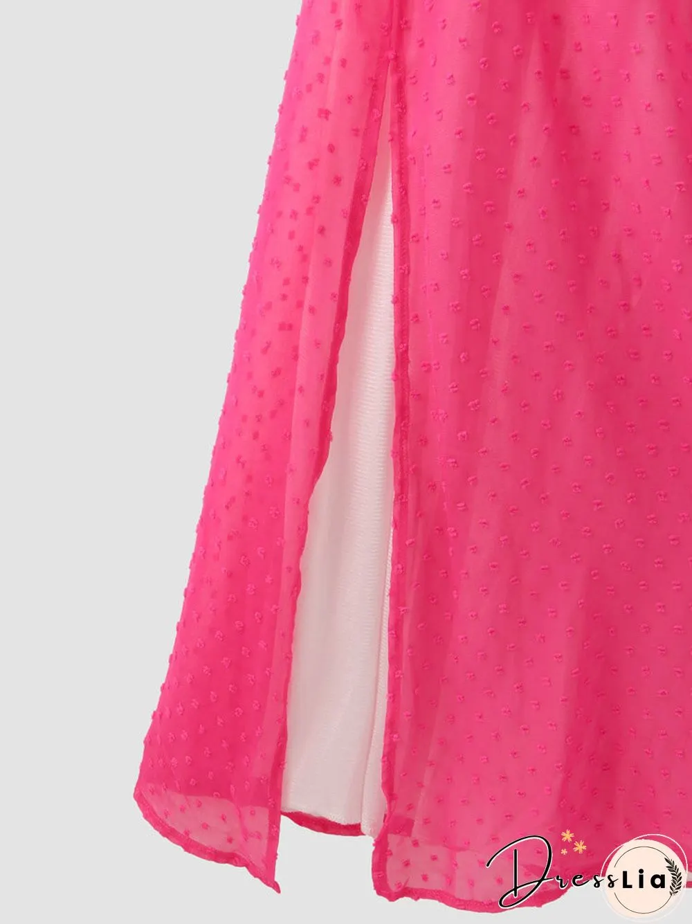 Solid Smocked Tie Strap Slit Open Back Chiffon Maxi Dress