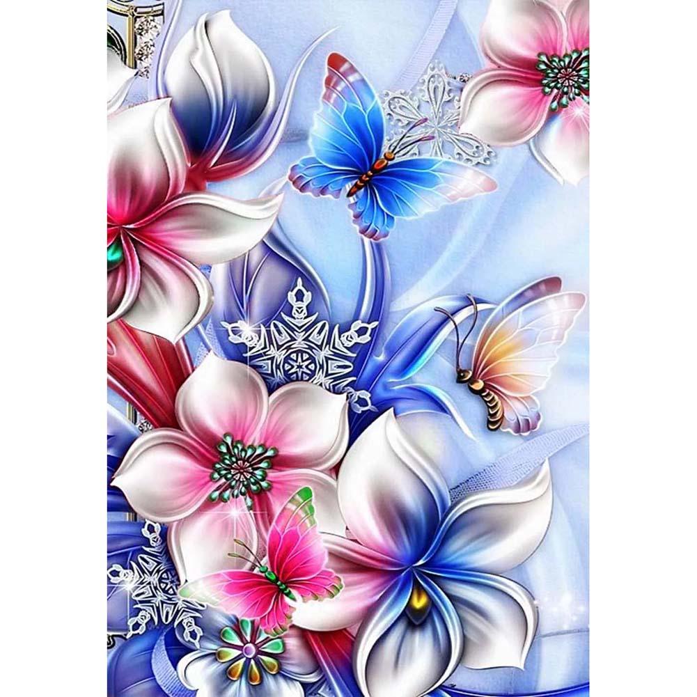 

40*30CM - Flower Butterfly - Round Drill Diamond Painting, 501 Original