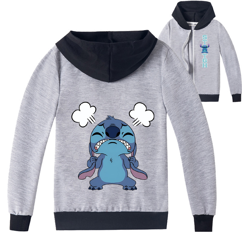 Mayoulove Stitch Zipper Jacket - Cartoonish Style - Cute and Warm - Kids and Parents Favorite!-Mayoulove