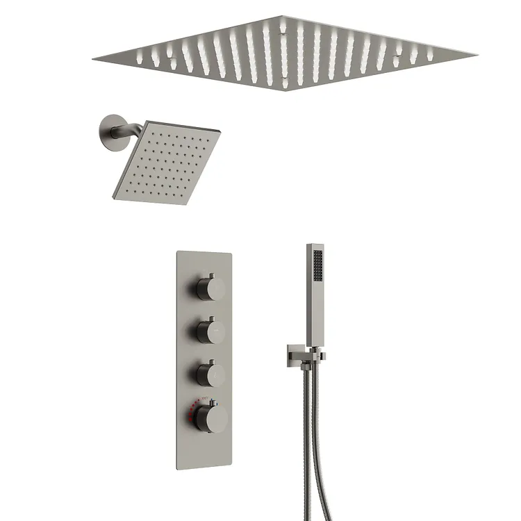 EVERSTEIN 12" Luxury Thermostatic Shower System in Brushed Nickel