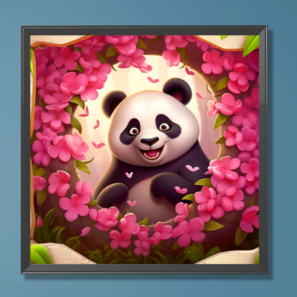 Full Round Diamond Painting 30*30cm - Picture Frame Animal Panda