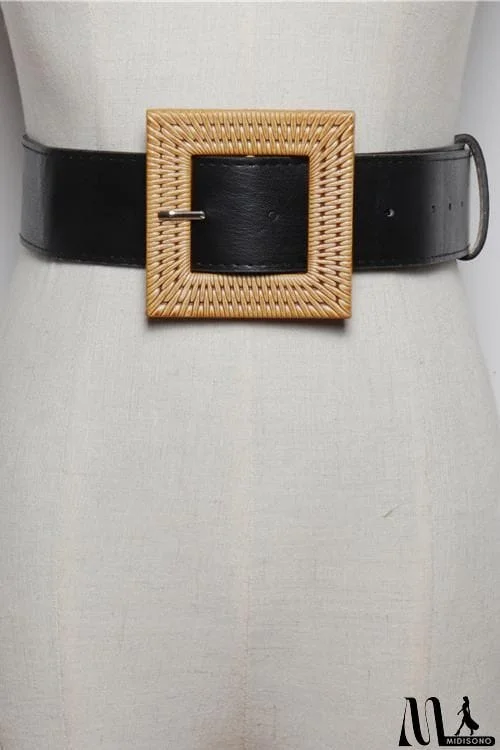 Straw Square Leather Belt