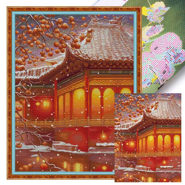 Spring-Snow In The Forbidden City (61*77cm) 14CT Stamped Cross Stitch gbfke