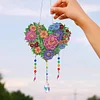 >SALE<Flower Wind Chimes Heart Diamond Crystal Painting Ornaments for Home Wall Decor
