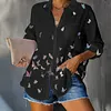 Women's Printed Single-Breasted Casual Long-Sleeved Shirt