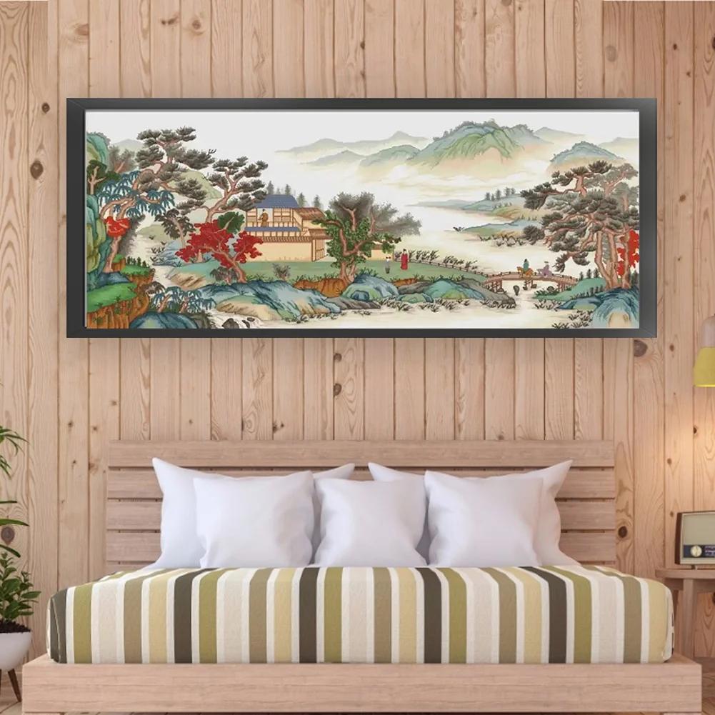 11CT Full Stamped Cross Stitch - Landscape(Canvas|195*83CM)