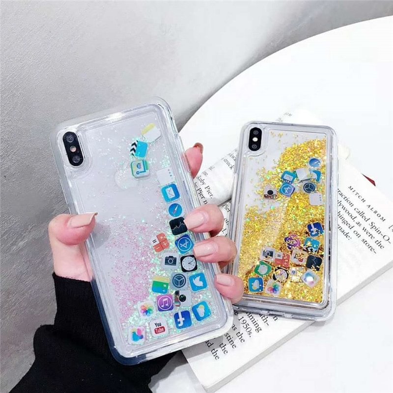 Liquid Glitter Icon Phone Case Cover🔥