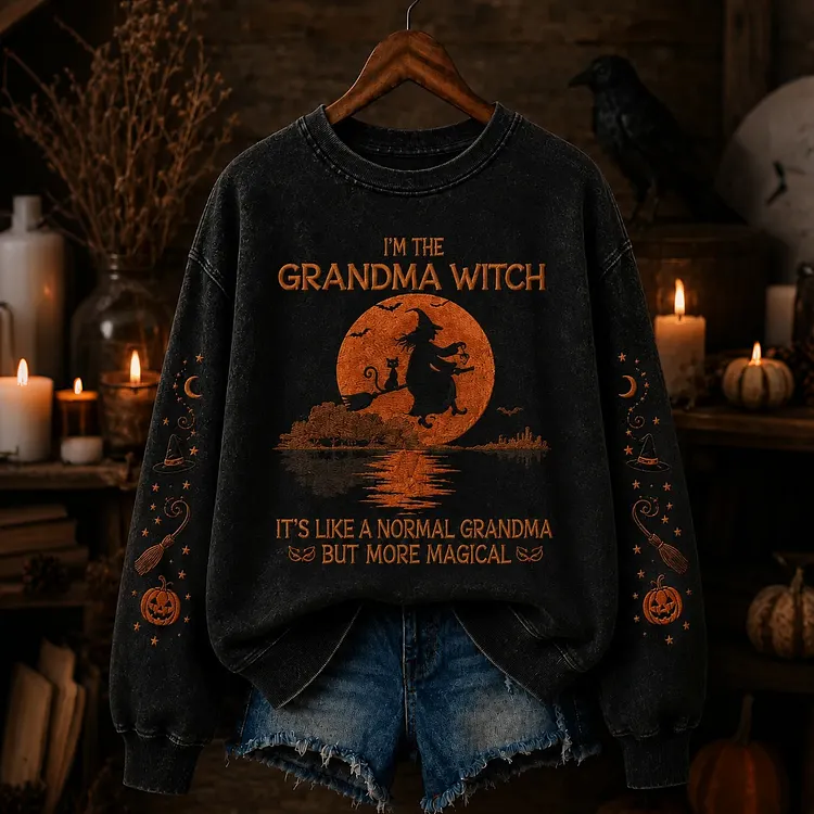 Women's Halloween Art Print Casual Sweatshirt