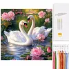 Swans Lotus Full 14CT 2 Strands DIY Counted Cross Stitch Kits for Beginners Adults Home Decor Cross Stitch Patterns Arts Craft Kits 15.6x15.6In