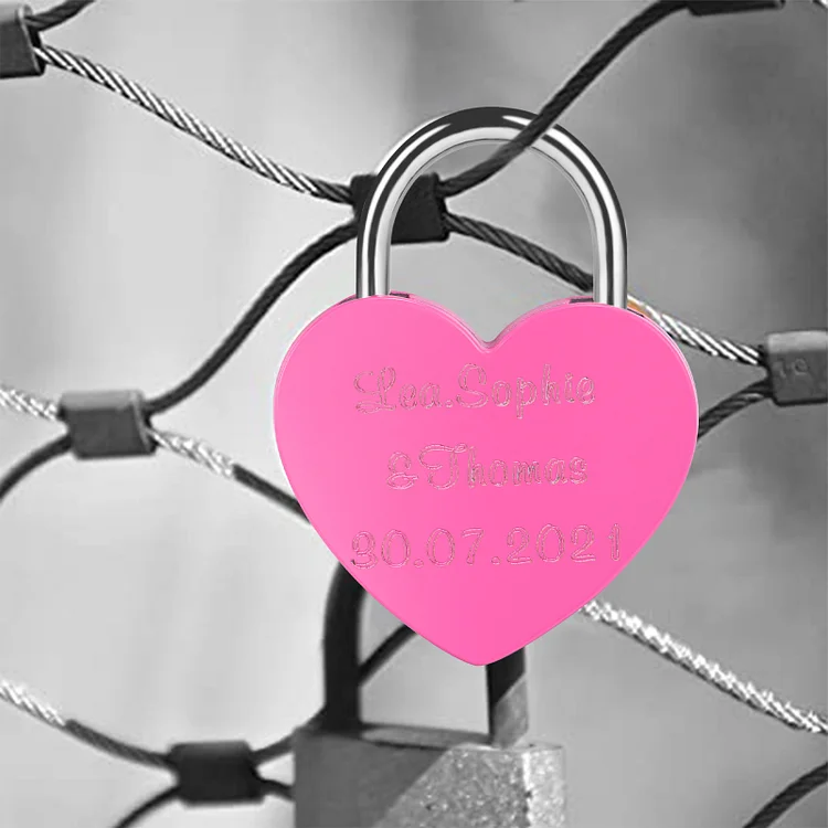 Personalized Heart Engraved Love Lock Custom Names Padlocks Gifts For Couple