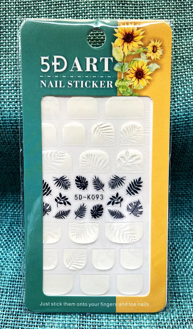 White Embossed Flower Lace 5D Sticker Decals Leaf Geometry French Curve Design For Manicure Sliders Acrylic Engraved Sliders