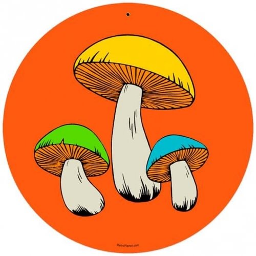 Mushroom- Round Shape Tin Signs/Wooden Signs - 30*30CM