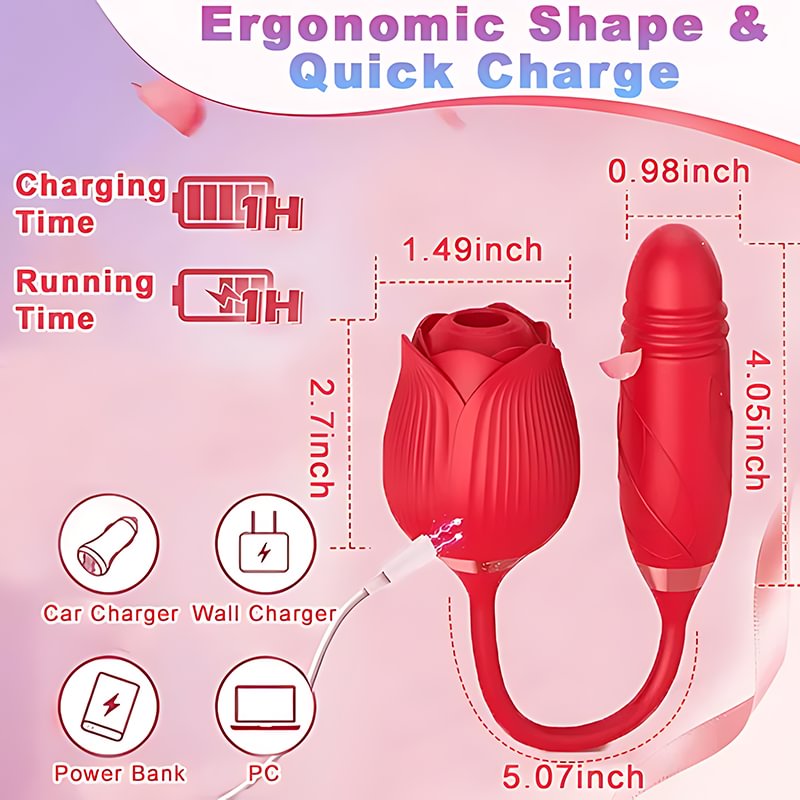 Double Rose Pleasure Set - Ros&eacute;Trio Thrusting Massager