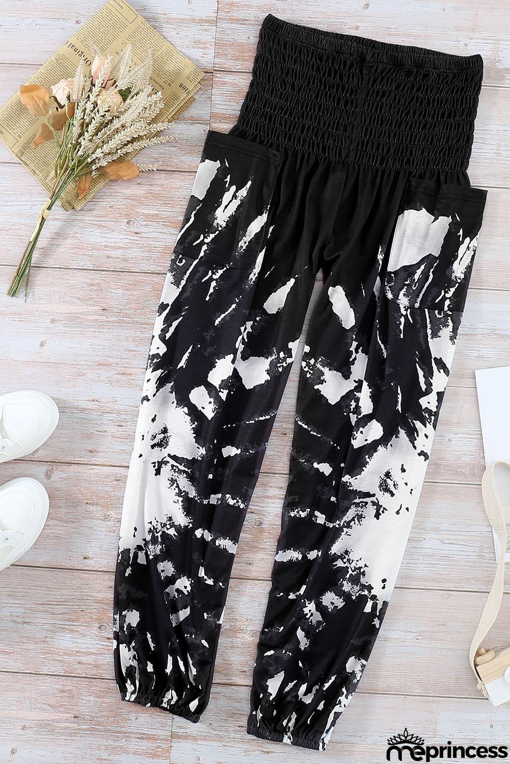 Black Tie-dye Loose Hippy Harem Casual Pants