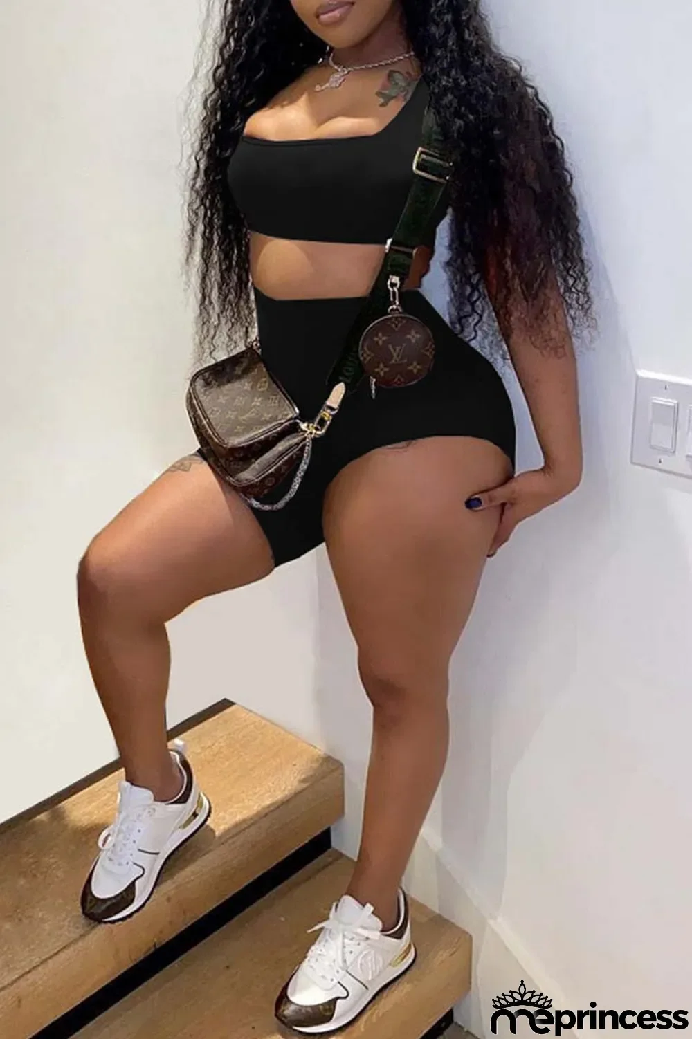 White Sexy Casual Asymmetrical One Shoulder Sleeveless Two Pieces