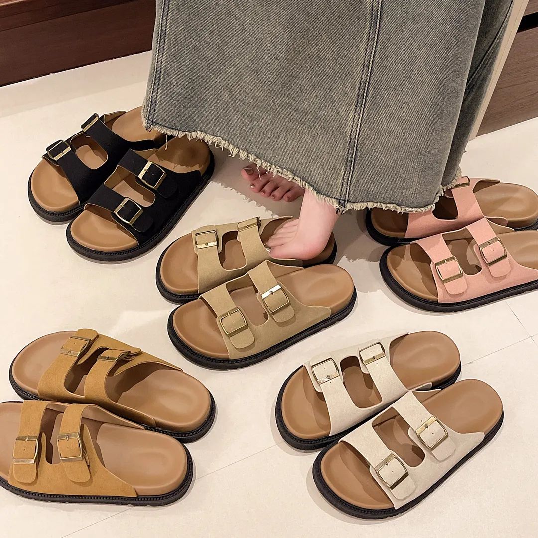 Breakj Breakj Thick Boken Slippers Women Wear 2025 Summer New French Leisure Soft Base Cool Drag Anti-Slip One-Word Drag
