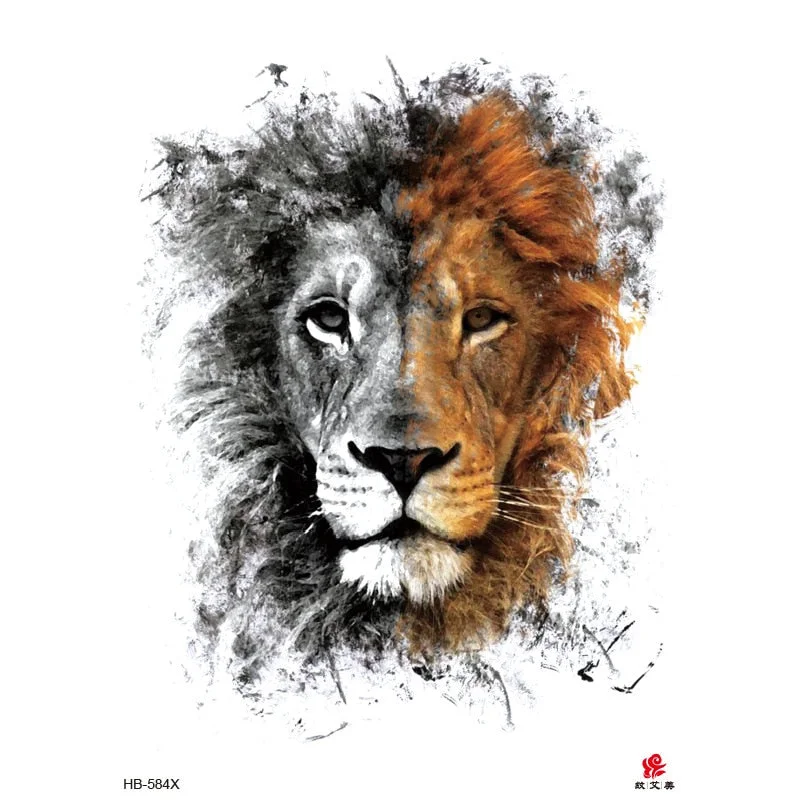 Lion Tiger Cool Temporary Tattoo Sticker Fashion Wolf Waterproof Animal Body Art Arm Tatto Fake Removable Tatoo for Men Women
