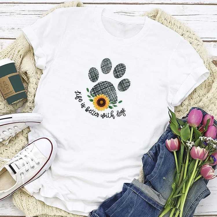 Life is better with dogs T-shirt Tee - 01646-Annaletters