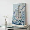 (30x40cm)DIY Pearl Painting Framed Ship Handmade Pearl Material Art Kit Living Room Decor