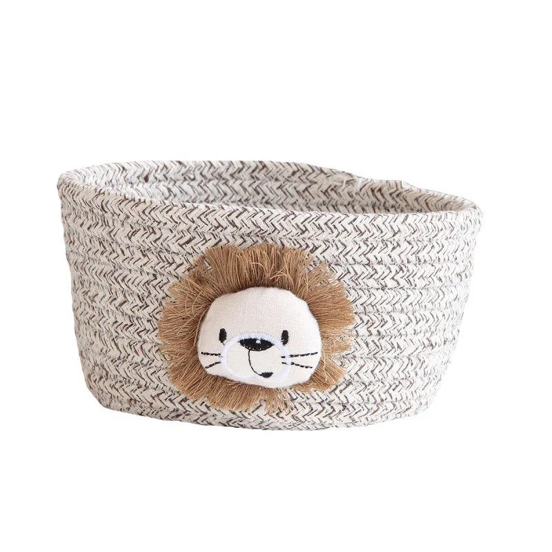Cotton Rope Storage Baskets With Animals Shape Baby Dirty Clothes Laundry Basket Handmade Weaving Desktop Sundries Organizer Box