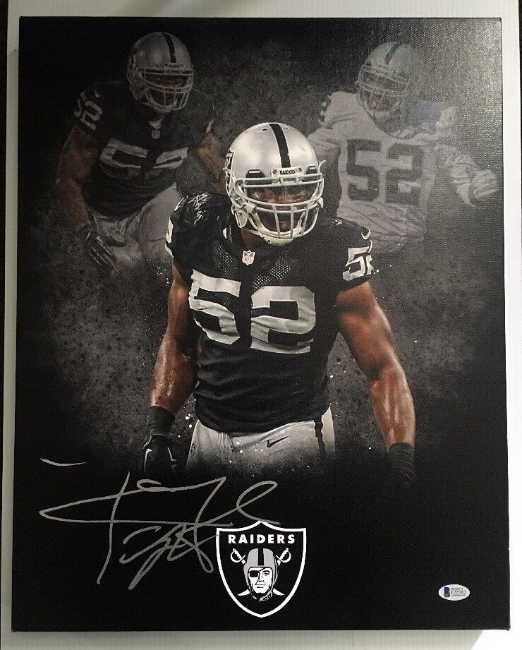 Khalil Mack Autographed Signed Custom 16x20 Canvas Oakland Raiders BECKETT COA