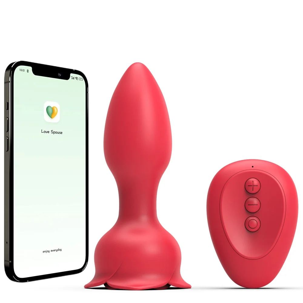App / Wireless Remote Vibrating Rose Anal Vibrator - Rose Toy