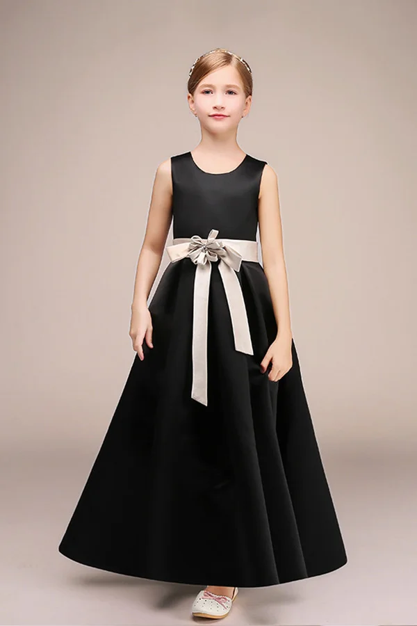 Hellodresses Black Jewel Sleeveless Flower Girl Dress 