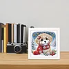 5D DIY Partial Special Shaped Drill Diamond Painting With Frame Kit Dog Decor 19.2x19.2cm