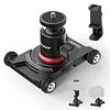 Camera Slider Dolly with Ball Head and Phone Clamp, 4-Wheel Desktop Dolly Manual Skateboard, 360&deg; Panorama, Compatible with DSLR Camera Camcorder GoPro iPhone and Android Smartphone