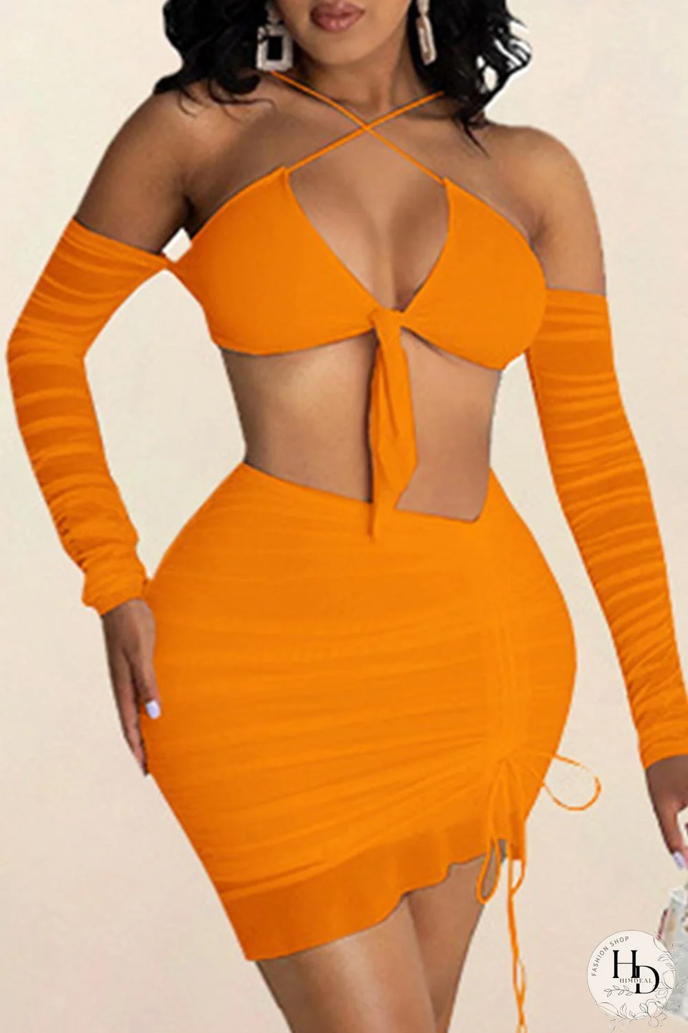 White Sexy Solid Hollowed Out Strap Design Halter Sleeveless Two Pieces