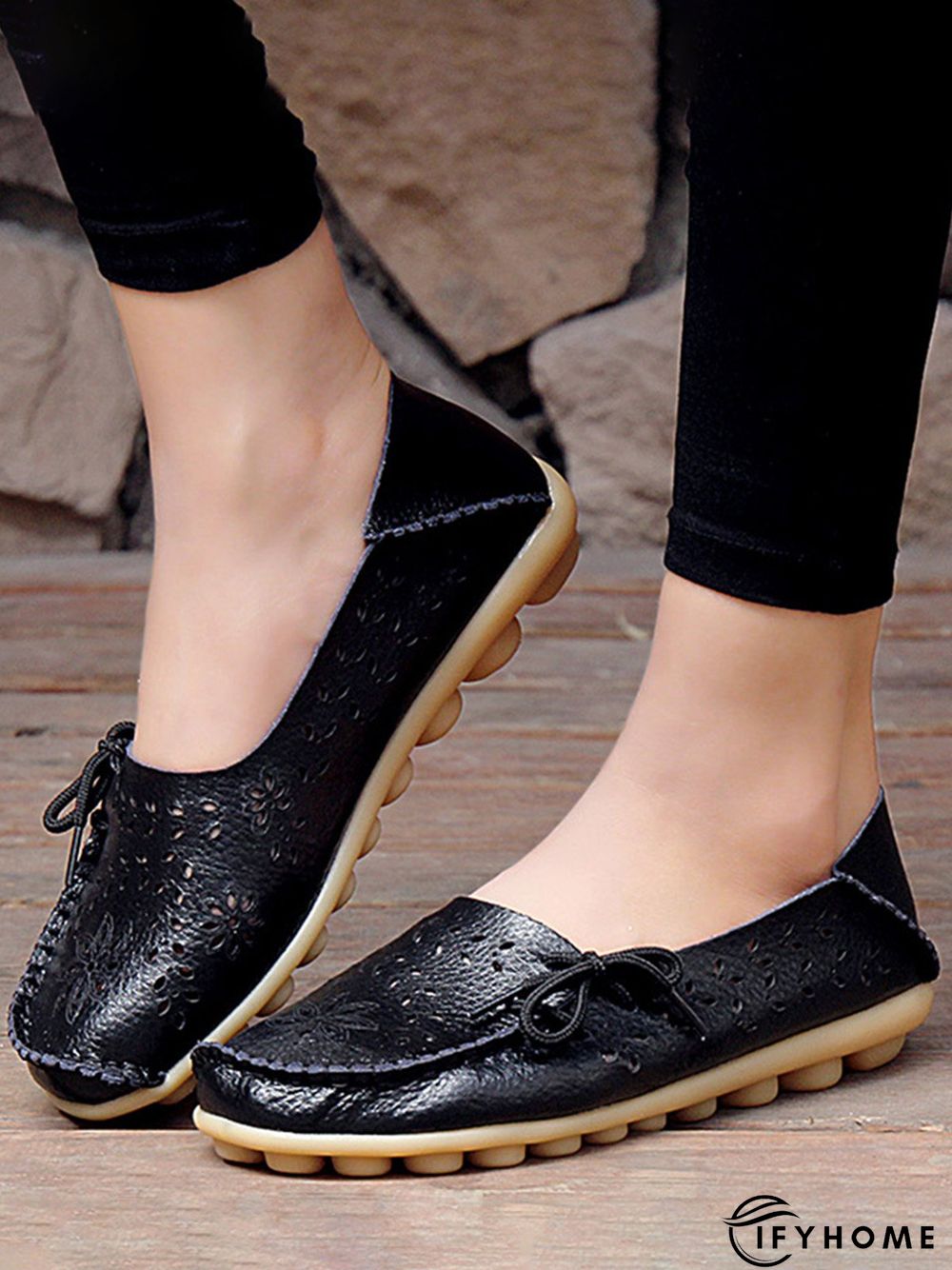Cowhide Hollow Lace-up Portable Shoes | IFYHOME