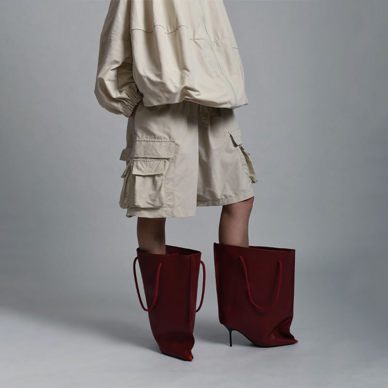 100mm Pointed Toe High Heel Boots Fashion Trouser Boots Hand-Held Boots-MERUMOTE