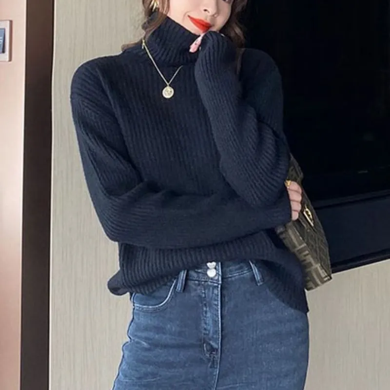 Churchf Churchf Collar Pit Sweater Jacket Qiu Dong Loose Bottom Shirt 2024 Korean New Foreign Style Versatile Set Knitting Dozen