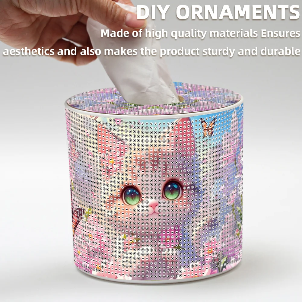 Kitten DIY Diamond Painting Handmade Tissue Holder Rhinestones Decor Tissue Box