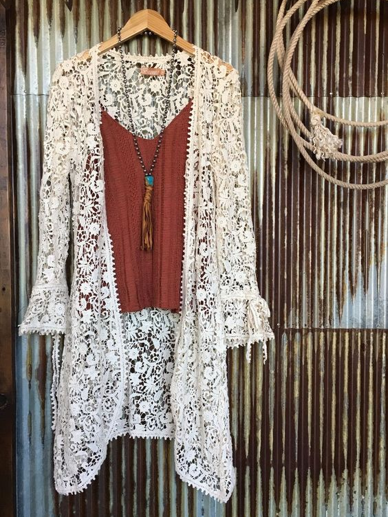 Women Casual Style Loose Lace Hollow Soft Top