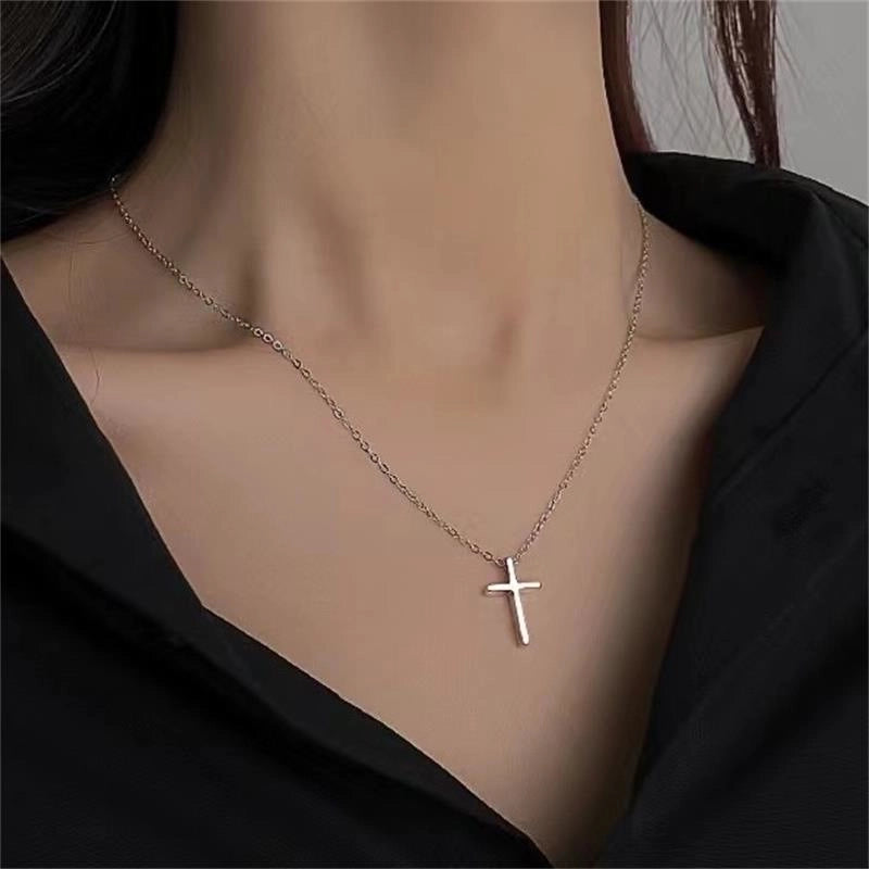 925 Sterling Silver Plating Cross Pendant Necklace