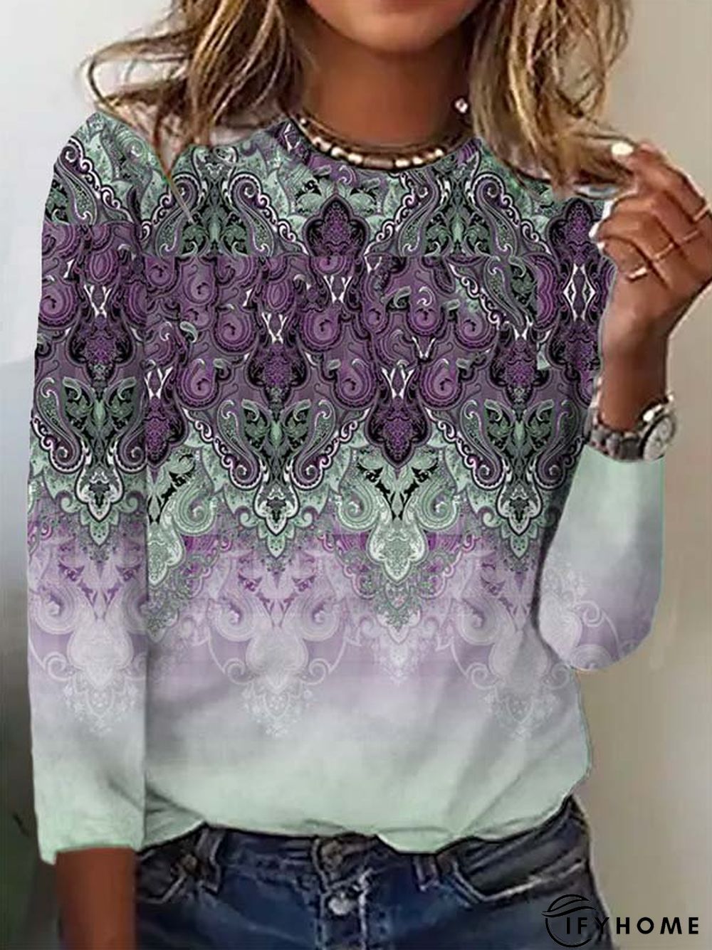 Ethnic Loose Casual Crew Neck T-Shirt | IFYHOME