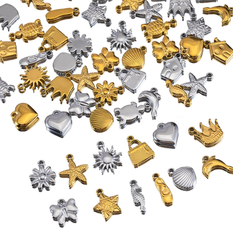 10 PCS/Package 14 * 12mm 304 Stainless Steel Tortoise Dolphin Shell Pendant Jewelry Accessories