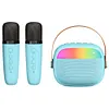 Mini Karaoke Machine Portable BT 5.3 Speaker with 2 Wireless Microphone(Blue)